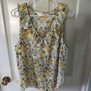 LC Lauren Conrad Floral Ruffle Sleeveless Blouse - XL